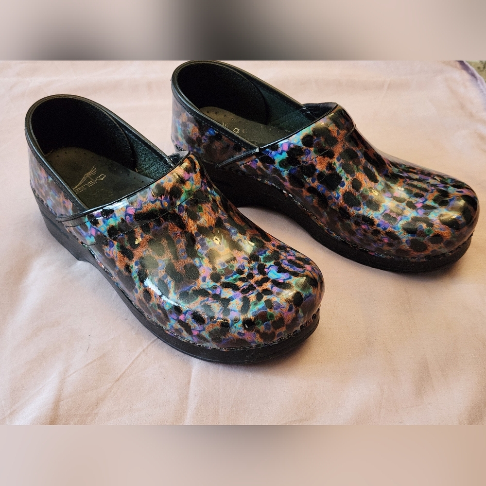 Dansko Rainbow Leopard Clogs size 41